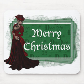Frohe Weihnachten Viktorianische Frau 2 Fantasy Mo Mousepad
