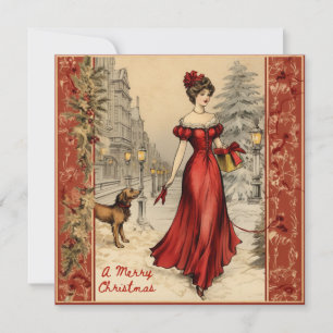 Frohe Weihnachten Viktorianische Lady Illustration