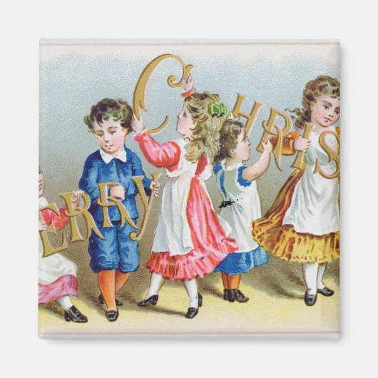 Frohe Weihnachten, Viktorianische Postkarte Magnet (Vorne)