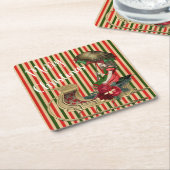 Frohe Weihnachten Vintag Alice Rechteckiger Pappuntersetzer (angewinkelt)