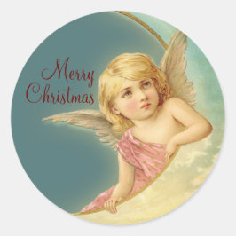 Frohe Weihnachten Vintag Angel CC0253 Round Sticke Runder Aufkleber