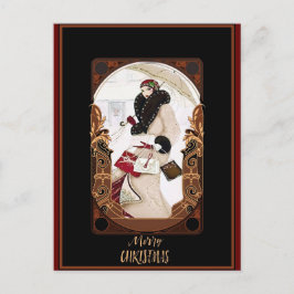 Frohe Weihnachten Vintag Art Deco Postkarte
