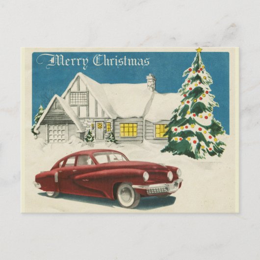 Frohe Weihnachten Vintag Automobil Postkarte (Vorderseite)