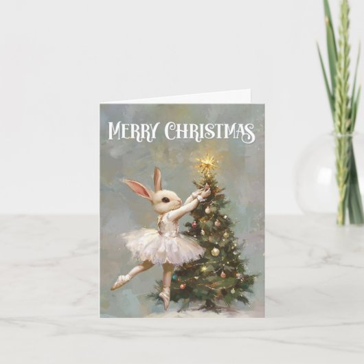 Frohe Weihnachten Vintag Ballerina Bunny und Tree (Vorderseite)