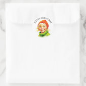 Frohe Weihnachten | Vintag Blonde Little Girl Runder Aufkleber (Tasche)
