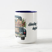 Frohe Weihnachten Vintag Blue Truck Zweifarbige Tasse (Mittel)