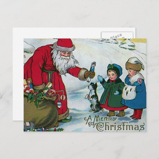 "Frohe Weihnachten" Vintag Feiertagspostkarte (Vorne/Hinten)