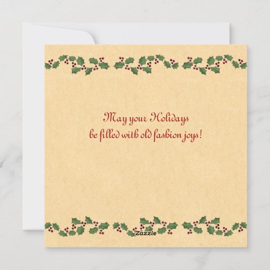 Frohe Weihnachten Vintag Flat Weihnachtskarte (Rückseite)