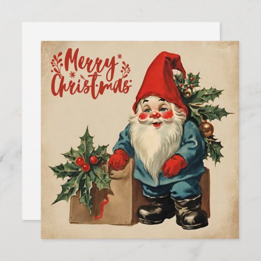 Frohe Weihnachten Vintag Gnome (Vorne/Hinten)