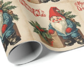 Frohe Weihnachten Vintag Gnome Geschenkpapier (Rolleneckpunkt)