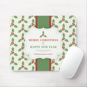 Frohe Weihnachten Vintag Holly Berry Mousepad