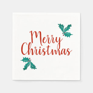 Frohe Weihnachten Vintag Holly Serviette