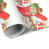 Frohe Weihnachten Vintag Kitten in der Mailbox Geschenkpapier (Rolleneckpunkt)