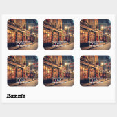 Frohe Weihnachten Vintag London Quadratischer Aufkleber (Blatt)