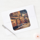 Frohe Weihnachten Vintag London Quadratischer Aufkleber (Umschlag)