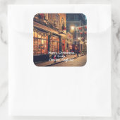 Frohe Weihnachten Vintag London Quadratischer Aufkleber (Tasche)