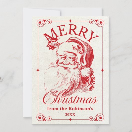 Frohe Weihnachten Vintag Name der Weihnachtsfamili (Vorderseite)