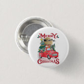 Frohe Weihnachten Vintag Red Santa Truck Button (Vorne & Hinten)