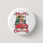 Frohe Weihnachten Vintag Red Santa Truck Button (Vorderseite)