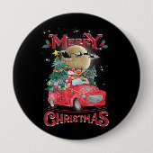 Frohe Weihnachten Vintag Red Santa Truck Button (Vorderseite)