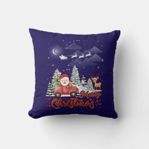 Frohe Weihnachten Vintag Red Santa Truck Geschenke Kissen