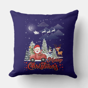 Frohe Weihnachten Vintag Red Santa Truck Geschenke Kissen