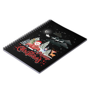 Frohe Weihnachten Vintag Red Santa Truck Geschenke Notizblock