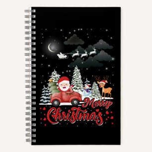 Frohe Weihnachten Vintag Red Santa Truck Geschenke Notizblock