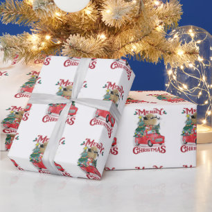 Frohe Weihnachten Vintag Red Santa Truck Geschenkpapier