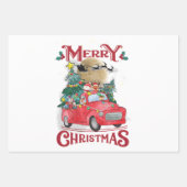Frohe Weihnachten Vintag Red Santa Truck Geschenkpapier Set (Vorderseite 2)
