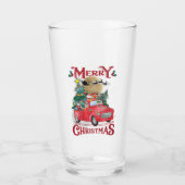 Frohe Weihnachten Vintag Red Santa Truck Glas (Vorderseite)