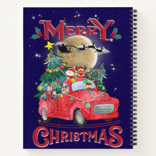 Frohe Weihnachten Vintag Red Santa Truck Notizblock