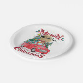 Frohe Weihnachten Vintag Red Santa Truck Pappteller (Schrägansicht)