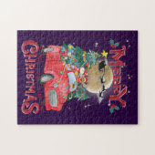 Frohe Weihnachten Vintag Red Santa Truck Puzzle (Horizontal)