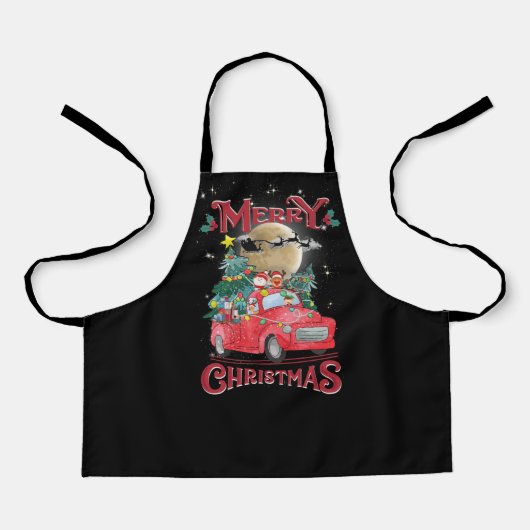 Frohe Weihnachten Vintag Red Santa Truck Schürze (Vorderseite)