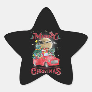 Frohe Weihnachten Vintag Red Santa Truck Stern-Aufkleber