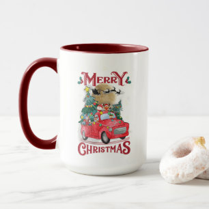Frohe Weihnachten Vintag Red Santa Truck Tasse