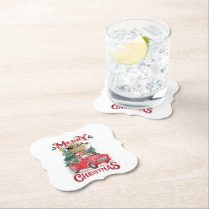 Frohe Weihnachten Vintag Red Santa Truck Untersetzer