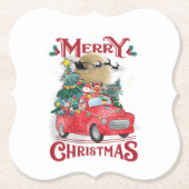Frohe Weihnachten Vintag Red Santa Truck Untersetzer (Vorderseite)
