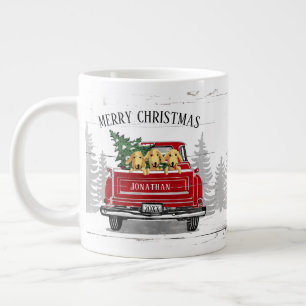 Frohe Weihnachten Vintag Red Truck Name Rustikale  Jumbo-Tasse