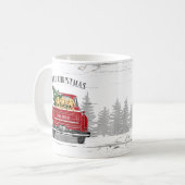 Frohe Weihnachten Vintag Red Truck Name Rustikale Kaffeetasse (Vorderseite Links)