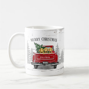 Frohe Weihnachten Vintag Red Truck Name Rustikale  Kaffeetasse