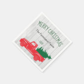 Frohe Weihnachten Vintag Red Truck Weißholz Serviette (Ecke)