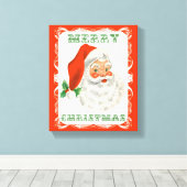 Frohe Weihnachten Vintag Retro Santa Claus Leinwanddruck (Insitu (Holzboden))