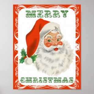 Frohe Weihnachten Vintag Retro Santa Claus Poster