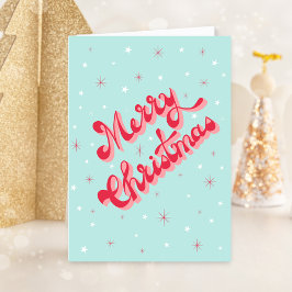 Frohe Weihnachten Vintag Retro Typografie Red Aqua