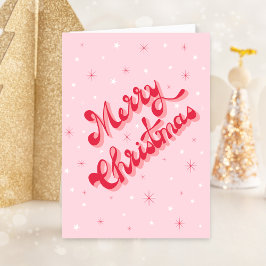Frohe Weihnachten Vintag Retro Typografie Red Pink