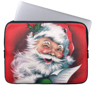Frohe Weihnachten, Vintag, Retro, Weihnachtsmann,  Laptopschutzhülle
