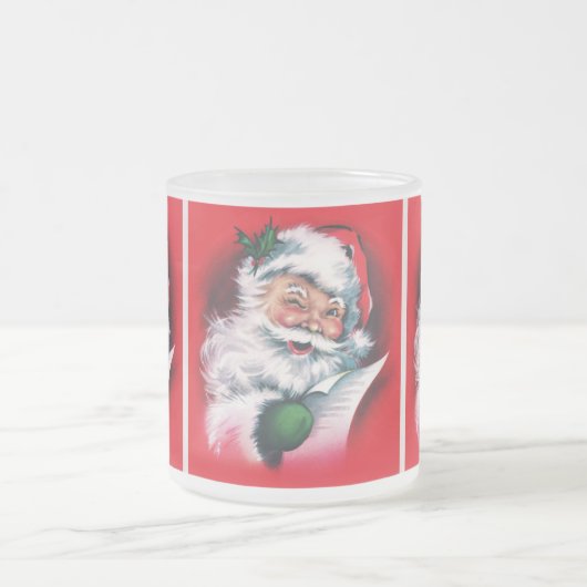 Frohe Weihnachten, Vintag, Retro, Weihnachtsmann, Mattglastasse (Mittel)