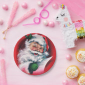 Frohe Weihnachten, Vintag, Retro, Weihnachtsmann,  Pappteller (Party)